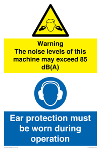 Warning The noise levels of this machine may exceed 85 db(A) Ear Protection must be word during operation